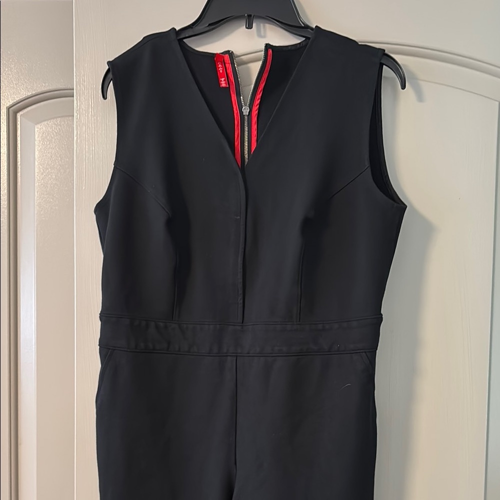 SPANX Black Wide Leg Jumpsuit with V-Neckline